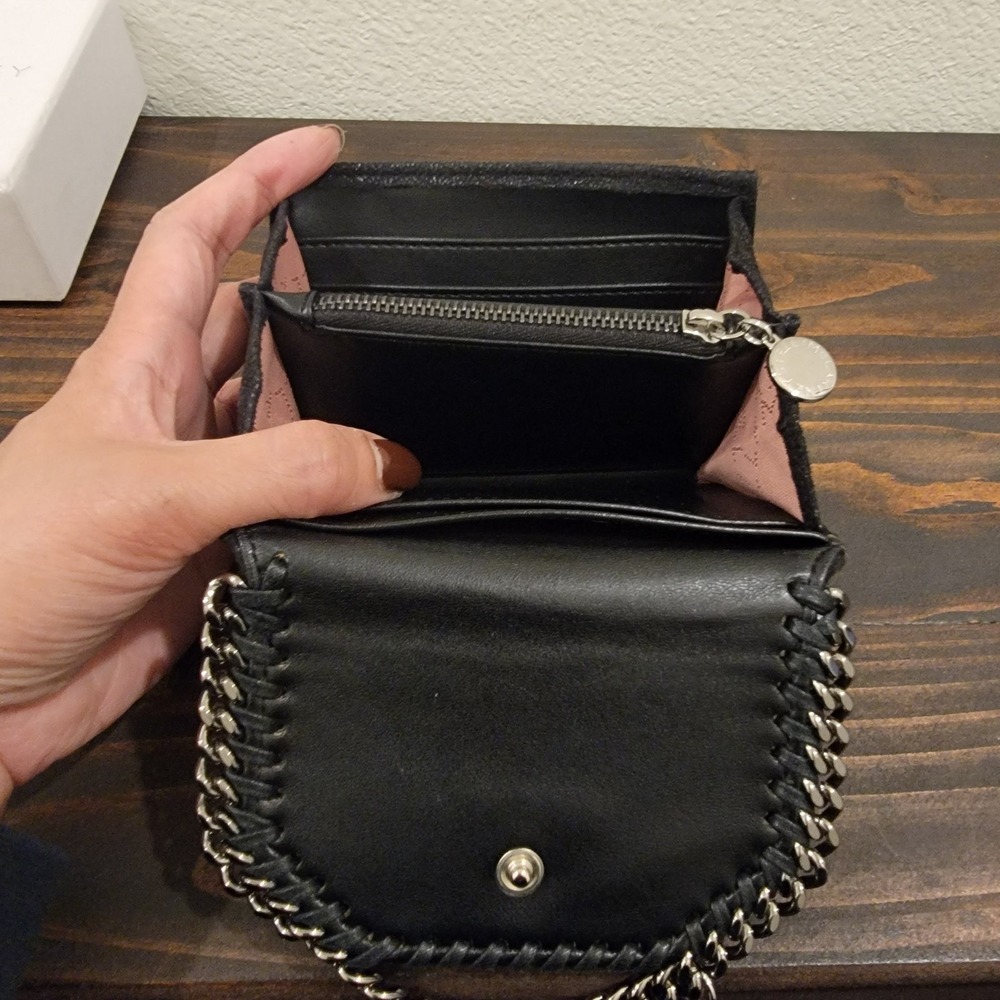 Stella McCartney Black Falabella Chain Mini Wallet With Box Made in Italy - Picture 4 of 15
